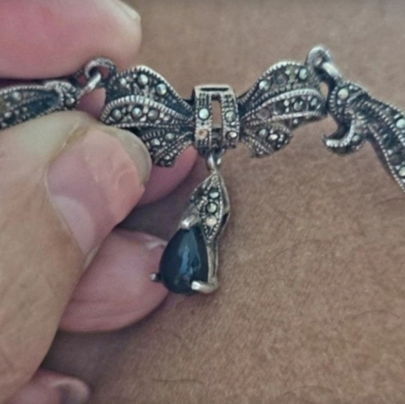 Antique art deco collar Bib Necklace solid Thick solid sterl  Or 10k Gold - Picture 6 of 12